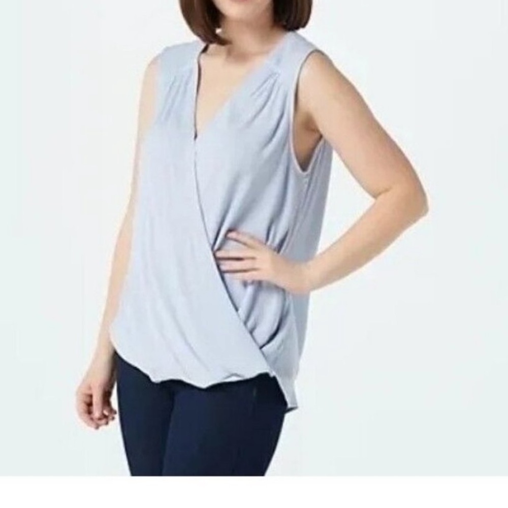 Gibson Look High Low Surplice Tank top Blue Size Large. NWT